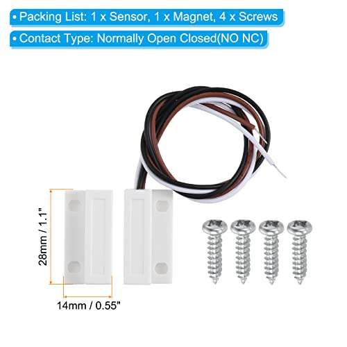 PATIKIL Magnetic Reed Switch, 1 Set Normally Open Closed NC NO Wired Surface-Mounted Door Window Contact Switch 2