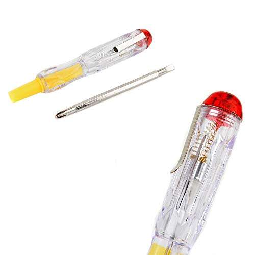 WSDMAVIS 2 Pcs Multifunction LED Electric Test Tester Pen 100-500V Screwdriver Voltage Detector Probe Tool for Household Electrician Circuit Test 6