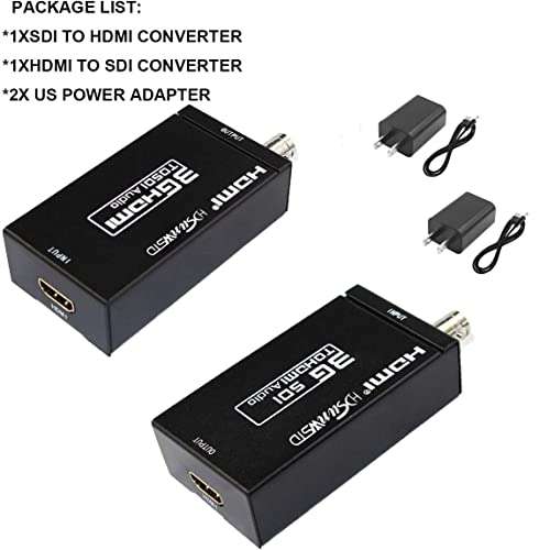 1080P 3G HDMI to SDI BNC Converter + SDI to HDMI Converter HDMI SDI/BNC Extender Over Single 100m/328ft Coaxial Cables 6