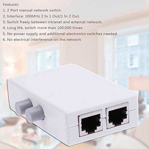 Mini 2 Port RJ45 Network Ethernet Network Box Switcher Dual Port Manual Sharing Switch Adapter HUB 2
