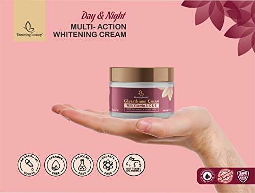 Blooming beauty Day Night Daily use Glutathione Face Cream For Skin Whitening & Glowing face cream day night skin whitening dark spots fairness brightness anti-acne pimple dark circle 50g (Pack Of 1) 4