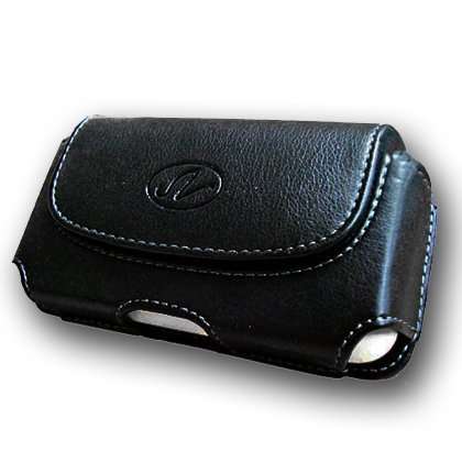 Premium Leather Horizontal Large Size Pouch Protective Carrying Cell Phone Case with Belt Clip and Belt Loops - Black 3