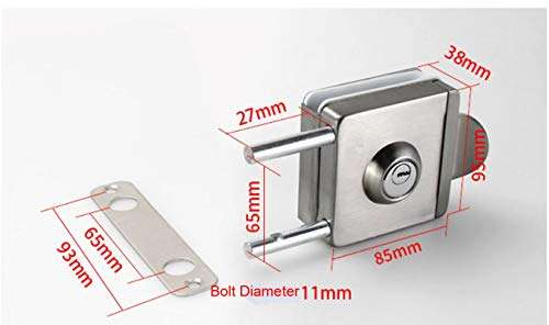 NUZAMAS Double Glass Door Lock 201 Stainless Steel, Square Brushed Finish with Handle, Single Open Frameless Door Hasps for 10-12mm Thickness Glass, Home Office Hotel Furniture Hardware 4