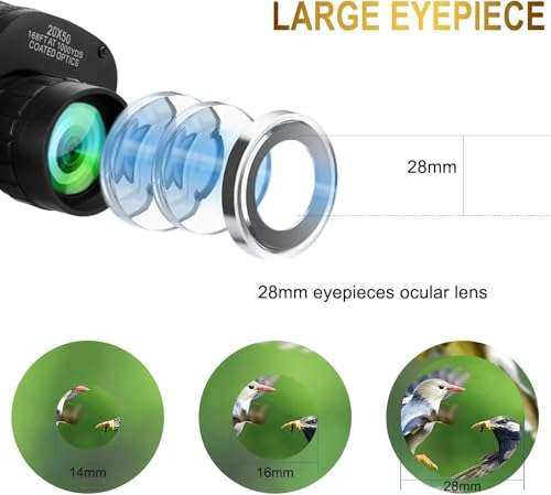 ETZIN Binoculars for Adults - 20x50 Roof Prism Binoculars with Smartphone Adapter Carry Case - BAK4 Prism FMC Lens with Low Light Vision - HD Powerful Boculars for Bird Watching, Hunting, Wildlife. 5