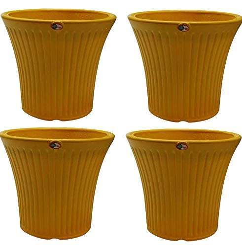 Gardens Need 100% Virgin Plastic Tancy Pot-10 | Set of 4 Planter, (27cm x 24cm x 18cm, Yellow) 3