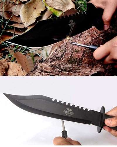 Mossy Oak Survival Hunting Knife with Sheath, 15-inch Fixed Blade Tactical Bowie Knife with Sharpener & Fire Starter for Camping, Outdoor, Bushcraft 3