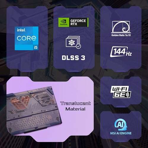 MSI Cyborg 14, Intel 13th Gen. i5-13420H, 36CM FHD+ 144Hz Gaming Laptop(16GB/512GB NVMe SSD/Windows 11 Home/MSO 2021/Nvidia GeForce RTX2050, 4GB GDDR6/Translucent Black/1.6Kg), A13UCX-205IN 2