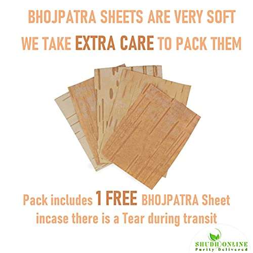 Shudh Online Bhojpatra Sheet Original, Bhoj Pattar (15 pieces), Bhoj Patra for Yantra and Mantra Writing (5 * 4 inch) 2