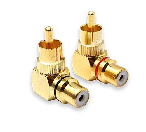 Besmelody RCA Male to Female Plug Adapters M/F Gold-Plated Connector 90 Degree Right Angle 1