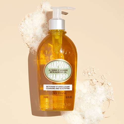 L'Occitane Almond Shampoo With Almond Oil For All Hair Types : Enhance Shine | Lightweight Hair | Gently Cleanse | Irresistible Almond Scent, Pack Of 1 2