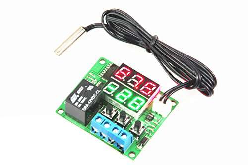 LM YN Digital Thermostat Module DC 12V -50℃ to 125℃ Electronic Temperature Control Module Switch Waterproof Sensor Probe Dual LED Display Red Green 1