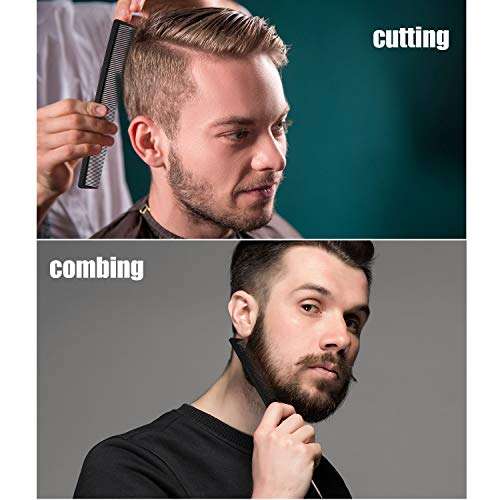 8 Pieces Rat Tail Combs Barber Comb Set Clipper Flattop Barber Comb Carbon Lift Teasing Combs and Heat-Resistant Fiber Cutting Comb for Men Women Styling Comb 6