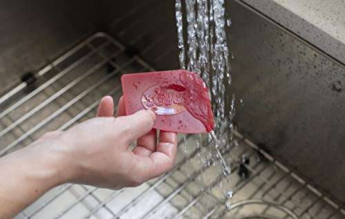 Lodge Pan Scrapers. Handheld Polycarbonate Cast Iron Pan Cleaners. (2-Pack. Red/Black) 3