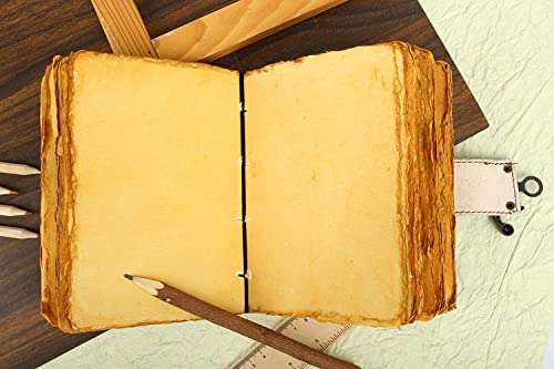ALCRAFT Blank Spell Book of Shadows Journal with Lock Clasp Antique Handmade Deckle Edge Vintage Paper Leather Bound Journal for Women and Men |Travel Notebook for Writing 15.24 X 11.43 CM 5