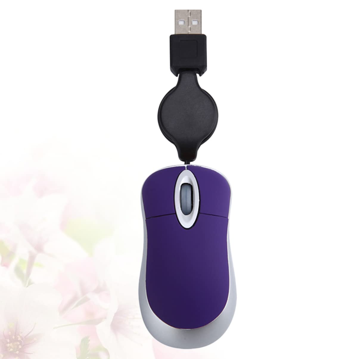 KOMBIUDA Computer Mini USB Mouse Gaming mice Wired USB mice USB Plug Notebook Mouse Working Comfortable Corded Mouse Mute Wired Mouse Luminous Laptop Purple Child Retractable Cable 4