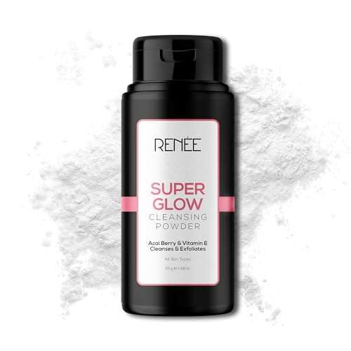 RENEE Super Glow Cleansing Powder - Exfoliating & Hydrating Formula with Vitamin E, Acai Berry & Mulberry Extracts - Essential Skincare for Refreshed Face - Cleanses & Nourishes All Skin Type - 25g 1