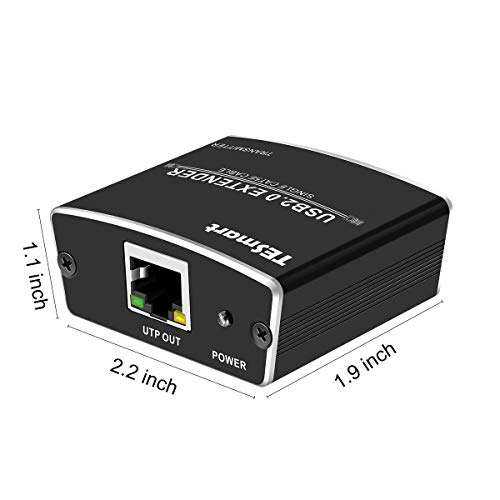 TESmart 328 ft (100m) USB 2.0 Extender USB to CAT RJ45 LAN UTP Cable Extension USB 2.0 Repeater with Power 2
