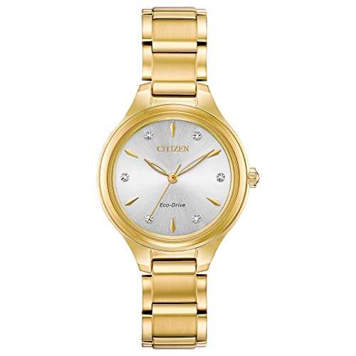 Citizen Women's Eco-Drive Dress Classic Diamond Watch in Gold-tone Stainless Steel, Silver Dial (Model: FE2102-55A) 1