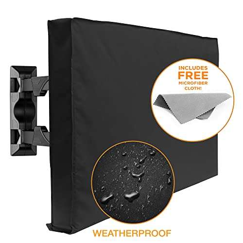 Mount Factory Outdoor TV Cover - 32" Model For 30" - 34" Flat Screens - Slim Fit - Weatherproof Weather Dust Resistant Television Protector - Black 3