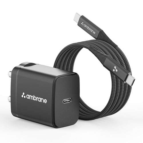 Ambrane 25W Type-C Mobile Charger Adapter with Type-C to Type-C Charging Cable | Fast Charging for Samsung Smartphones, iPhone 15/14/13/12/11/X & Pro Series & Other Type-C Devices (Charge 25, Black) 1