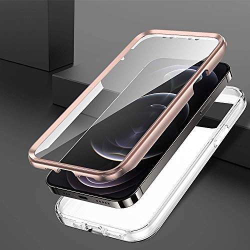 Troniker Stylish Bumper Case Designed for iPhone 12 Pro, Pink Marble iPhone 12 Case for Women Girls Boys Full-Body Protective Case Cover with Built-in Screen Protector 6