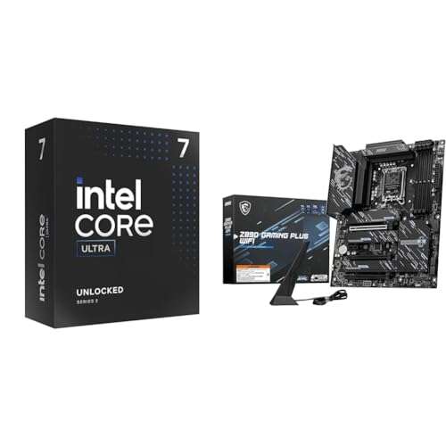 Intel Ultra 7 Desktop Processor 265K - 20 cores (8P+12E) & MSI PRO Z890-A WiFi ProSeries Motherboard (Supports Core Ultra Series 2 Intel Processors, LGA 1851, PCIe 5.0, M.2, SATA,Thunderbolt 4, ATX)