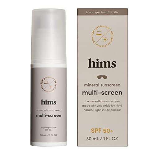 hims Multi-screen Mineral Sunscreen - Mineral Sunblock for Everyday Use - Moisturizing Sunscreen UV, UVB and Blue Light Blocking SPF 50+