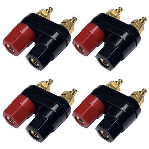 CESS Dual Binding Post, 4mm Banana Socket, 2 Way Gold-Plated Speaker Binding Posts, Power Amplifier Connector, 4 Pack 1