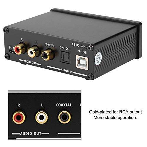 Digital to Analog Audio Converter, SPDIF TOSLINK Optical Fiber/Coaxial to Analog L/R + 3.5mm Jack Stereo Adapter DAC Decoder for, for for -ray Player HDTV DVD 6