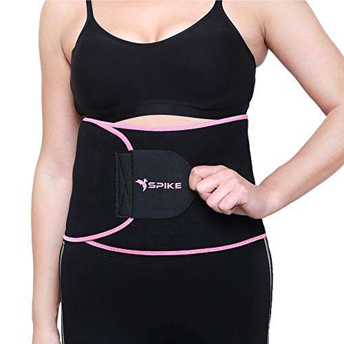 SPIKE Sweat Slim Belt Tummy Tucker Shapewear for Men and Women Non-Tearable Neoprene Shaper wear and Tummy Trimmer Exercise Waist Trainer Abs Sauna Stomach Belt up to 45 Inches Waist Size (Pink) 1