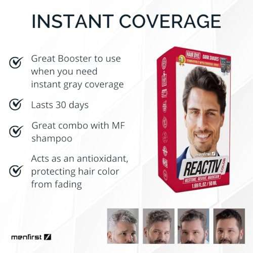 Menfirst - Reactiv Semi-Permanent Instant Hair Dye for Men - Color Hair Toner - Darken & Cover Gray Hair in 5 Minutes - 2 Pack - 1.69 Oz 4