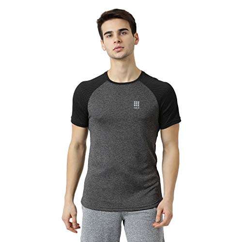 ROCK.IT Men's Solid Regular Fit T-Shirt (2190100426-2_Grey 44) 1