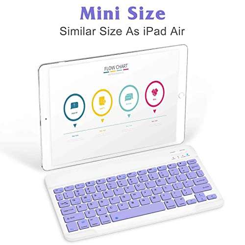 Rechargeable Bluetooth Keyboard and Mouse Combo Ultra Slim for Samsung Smart TV and All Bluetooth Enabled Android/PC-Lavender Purple Keyboard with RGB LED Lavender Purple Mouse 3