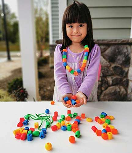 BMTOYS Lacing Beads for Kids - 70pcs Threading Beads Occupational Therapy Toys for Kids Fine Motor Skills Developmental Activity OT Toys 6