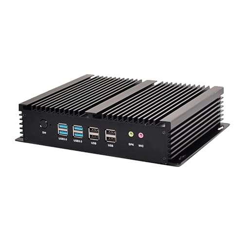 HUNSN Fanless Industrial PC, Mini Computer, I5 4200U 4250U 4258U 4278U 4288U, Windows 11 / Linux Ubuntu, IM04, 2 x HDMI, 2 x LAN, 6 x COM, 4 x USB3.0, 4 x USB2.0, 8G RAM, 512G SSD, 1TB HDD 4