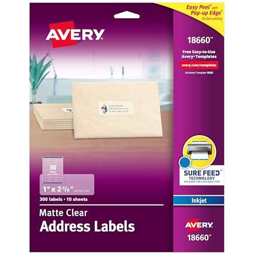 Avery 18660 Clear Mailing Labels 300 Count 1