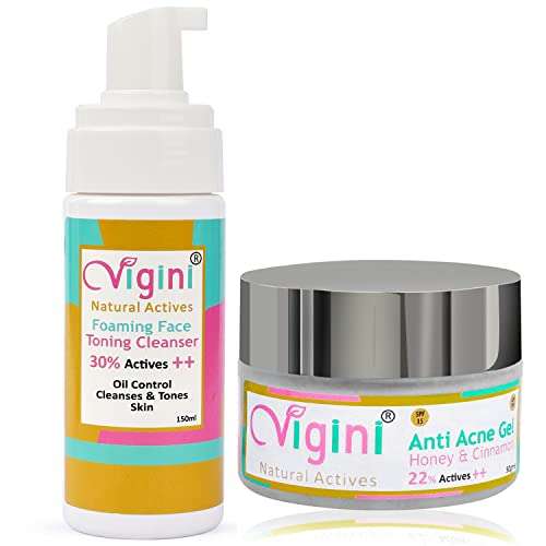 2% Salicylic Acid Gel for Acne 50ml With Foaming Face Wash 150ml For Brighter Glow | Reduces Pimples Overnight & Prevents Acne Scars, Spot Corrector for Oily, Acne Prone Skin | Vigini 1
