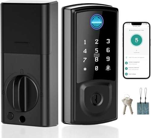 Smart Door Lock,Keyless Entry Door Lock for Front Door,Security Smart Deadbolt with Touchscreen Keypad,App Remote Control Fingerprint
