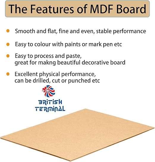 British Terminal 2mm MDF Boards for Art & Crafts, Wood MDF Sheets for Craft Work, Painting, Resin Art, Fluid Art, Decoupage, Mandala Art, Pyrography,Lippan,diy Cutouts l Material for Artists,students (24 X 18 INCH - 10 PCS) 3