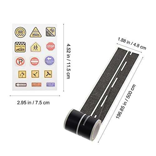 VICASKY Road Tape Sticker Traffic Road Tape Road Car Tape Great DIY Traffic Sign Train Track Model Toy Vehicle Playsets (Mixed Style) 6