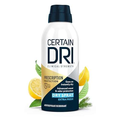Certain Dri Prescription-Strength Clinical Antiperspirant Dry Spray - 72-Hour Sweat & Odor Protection for Men & Women - Extra-Fresh Scent - Hyperhidrosis Treatment - 4.2 oz 1
