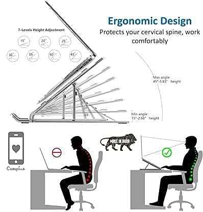 CASE PLUS Laptop Stand/Laptop Holder Riser/Computer Tablet Stand 6 Angles Adjustable Aluminum Ergonomic Foldable Portable Desktop Holder (Laptop Stand - 26CM) New01 6