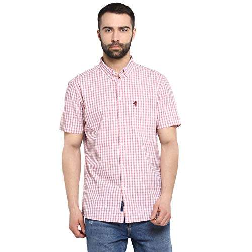 Red Tape Men's Checkered Regular fit Casual Shirt (RHS0068_Red_Small S) 1