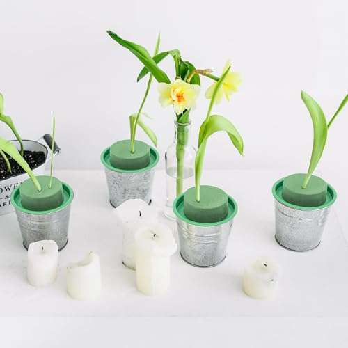 INKNOTE 4Pcs Floral Foam Rounds in Bowls Green DIY Flower Arrangement Kit for Wedding Aisle Garden Home and Artificial Bouquet Party Decoration 2