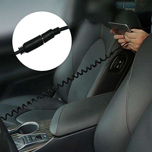 CERRXIAN 3.5mm Extension Cable, 90 Degree Right Angle 3.5mm Male to Female Jack 4 Pole Extension Aux Audio Coiled Spiral Cable(Black) 6