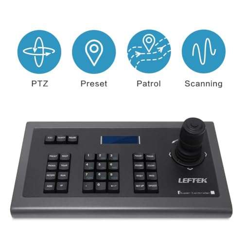 Network Keyboard LEFTEK,IP POE Keyboard 4D IP PTZ Controller with LCD Monitor Display Protocol Keyboard for IP PTZ Camera Compatible with Hikvision/Dahua/TVT/Uniview/XM/Jovision Brand etc. 2