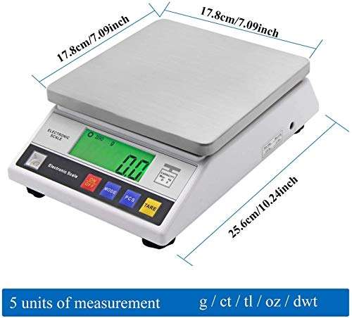 Bonvoisin Digital Gram Scale 0.1g Electronic Lab Weighing Scale Counting Scale Precision Lab Scale Analytical Balance Scale Industrial Scale Scientific Counting Scale (10kg, 0.1g) 6