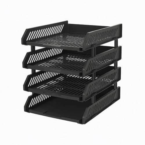 Oblivion Multifunctional Tiered Shelf Freestanding File Rack With Drawers-4-Layer Desktop Storage Organizer For Office Supplies,Adjustable For A4/Letter Size,Sturdy & Space-Saving For Home Or Office 1