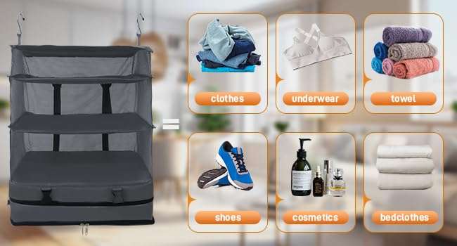 Dhadh Luggage and Travel Organizer, Travel Essentials, Hanging Packing Cubes with Hanging Shelves And Electronics Travel Organizer 5