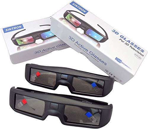 2X Sintron ST07-BT 3D Active Shutter Glasses Rechargeable for RF 3D TV, 3D Glasses for Sony, Panasonic, Epson 3D Projector, Samsung 3D TV, Compatible with TDG-BT500A TY-ER3D5MA TY-ER3D4MA TDG-BT400A 2